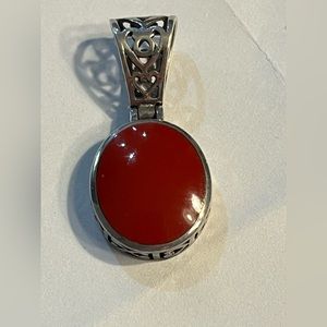 Silpada Designs Pendant Red Carmelian signed Sterling vintage Preowned